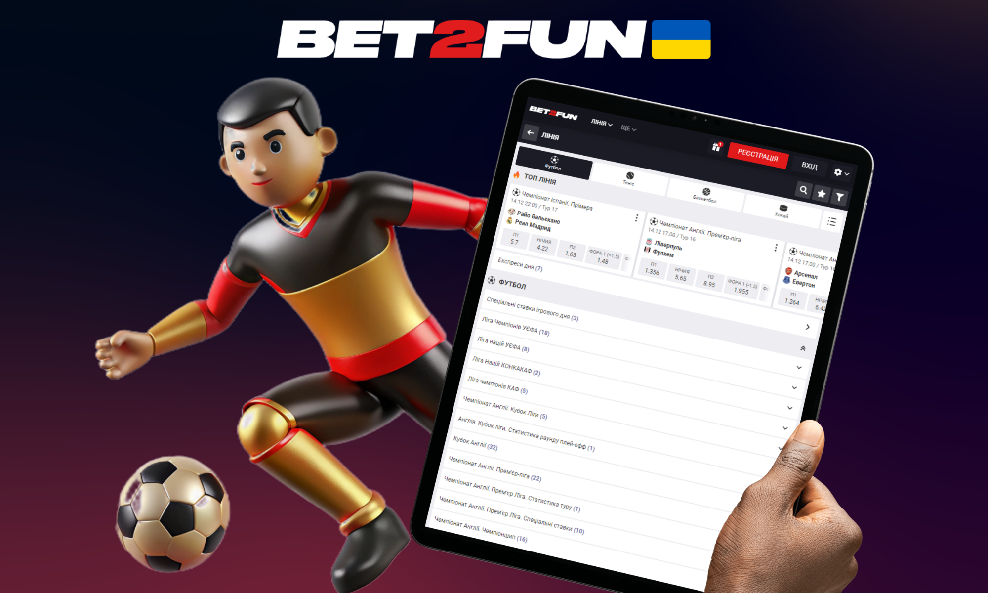 Різні футбольні турніри в Bet2fun