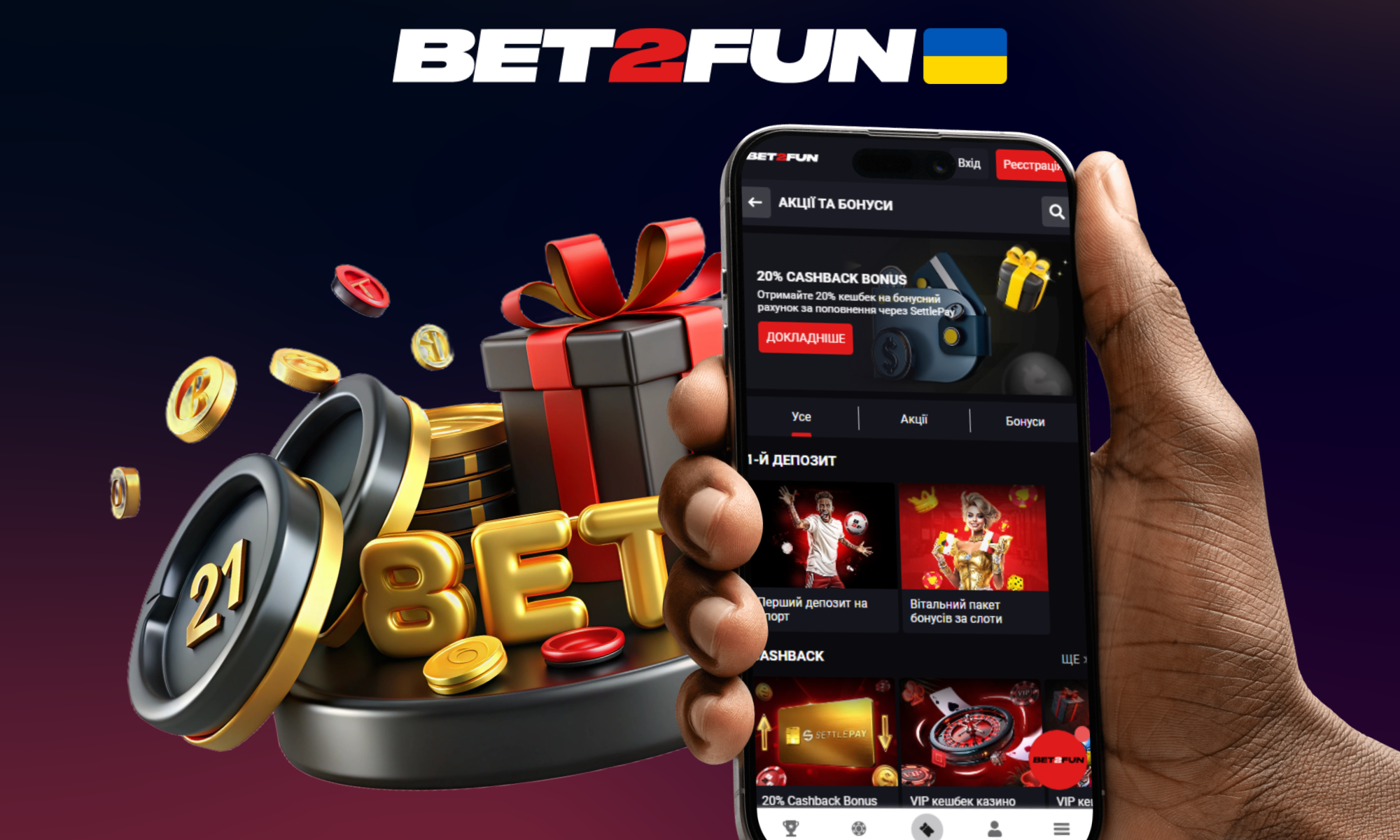 Всі доступні бонуси та акції від Bet2fun